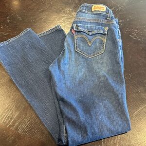 Ladies Levi's Dark Blue 529 Curvy Straight Jeans